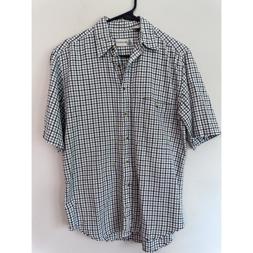 Fieldmaster SMALL 100% Cotton Lightweight Plaid Short Sleeve Button Front Shirt